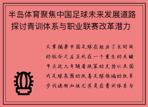半岛体育聚焦中国足球未来发展道路 探讨青训体系与职业联赛改革潜力